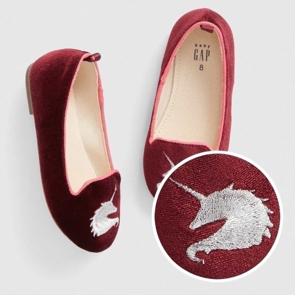 Baby GAP Velvet Ballet Flat Unicorn NWT